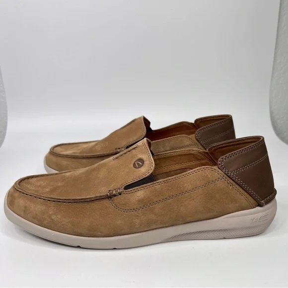 Clarks Men’s Gorwin Step Dark Sand Nubuck Suede Leather Slip On Loafers Shoes - Picture 4 of 14